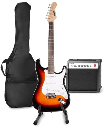 MAX GigKit E-Gitarrenset inklusive Gitarrenständer – Sunburst