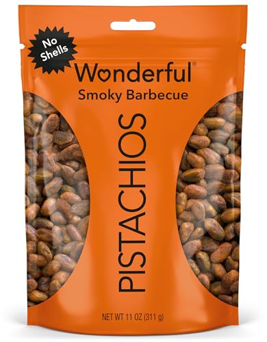 Wonderful Pistachios No Shells, Smoky Barbecue Flavored Nuts, 11 Ounce Resealable Bag, Protein Snacks, Gluten Free, Healthy Food
