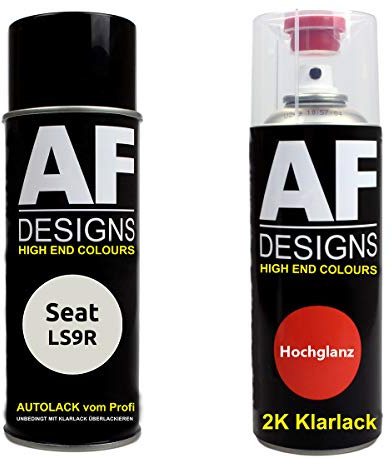 Autolack Spraydose Set für Seat LS9R Blanco Nevada Perl 2K Klarlack Basislack Sprühdose Spraydosen 2x400ml