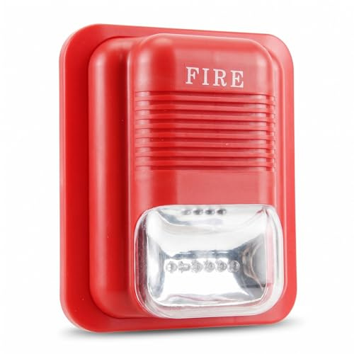Topiky Alarme Incendie Son et lumière, Alarme Lumineuse Clignotante DC12V / 24V avec système de sécurité d'alerte de sirène stroboscopique à Trois Tons différents pour l'hôtel de Bureau à Domicile