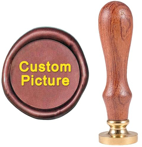 craspire Custom Wax Seal Stamp, Runder Siegellack Stempel Personalisiertes Logo Design Bild Foto Graviert 20mm Holzgriff Messing Rundkopf Siegelstempel