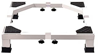 Waschmaschinen Untergestell Frame for Refrigerator Adjustable Stand with 4 starke Füße Standfuß for Tumble Dryer and Tiefkühltruhe Länge/Breite 43-66cm Basis (White,H: 10cm)