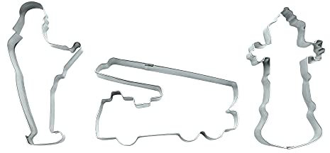 BekkiB 8807043-3er Set Feuerwehr - Ausstechformen Feuerwehrauto, Feuerwehrmann und Hydrant - Ausstecher für Kekse und Plätzchen