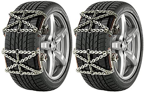 Schneekette Auto Universal, Fett Dicker Anti Rutsch Design Ketten Einfache Montage für Fahrzeug Auto, Anfahrhilfe Schnee Kette Rad Schneekette Winter Gurt, Manganstahl Kette (4Pcs 215mm-285mm L)