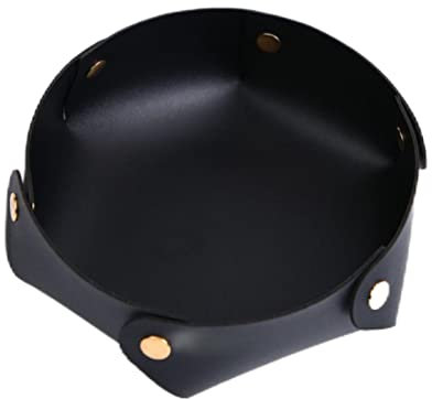 Keptfeet Valet Cuero | Almacenamiento Cuero para Hombres y Mujeres | Bandeja para Llaves Redonda Mesa para Entrada | Organizador mesita Noche para Reloj, Monedas