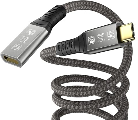 Angusplay USB C Thunderbolt 4 Verlängerung 40Gbps, USB 4 Verlängerungskabel, 8K 60Hz Display / 100W Laden Kompatibel mit Thunderbolt 4/3, USB4/3, Typ C, für Mac MacBook Pro, externe SSD eGPU, 0,8m