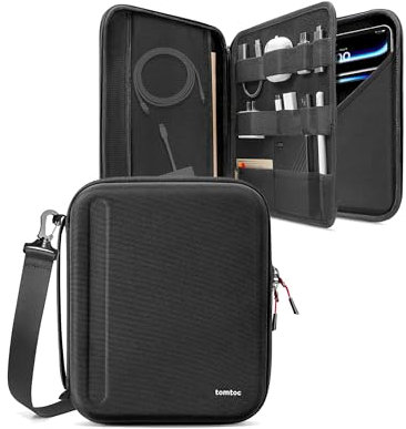 tomtoc Portfolio Schultertasche für 13 Zoll iPad Pro M5/M4 2025-2024, 13 Zoll iPad Air M3/M2, 12,9 Zoll iPad Pro 6/5/4, Sleeve Hartschale für Magic/Smart Keyboard/Adapter/Kabel/USB Hub/Apple Pencil