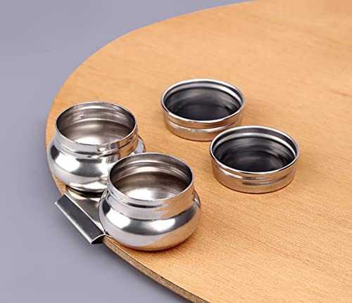 Palette Cup Stainless Steel Art Oil Pot Double Dipper Painting Oil Pot With Lid Portable Wash Pen Holder Large Mouth Artists Water Paint Palette Clip Cup Container For Watercolor Acrylic Oil Painting
