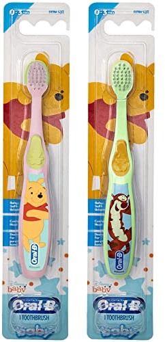 Oral-B Baby Manual Toothbrush, Pooh Characters, 0-3 Years Old, Extra Soft (Characters Vary) - Pack of 2