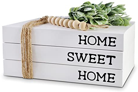 SOMEDA® Deko-Bücher Set/Bücherstapel mit 3 echten Büchern im Farmhouse-Stil/Deko für Wohnzimmer, Kaffeetisch, Regal (HOME SWEET HOME)