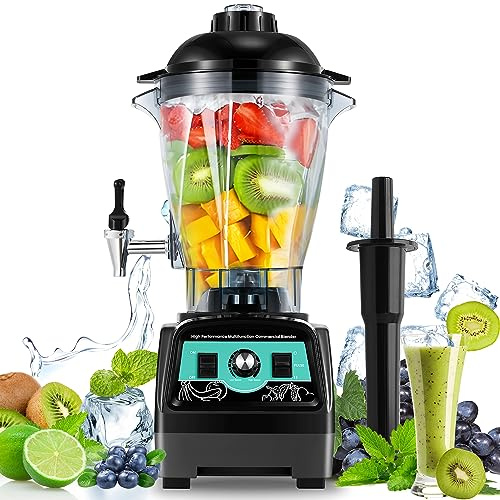 Huanyu Licuadora de Jarra Comercial 6L Gran Capacidad 2800W Mezclador de Alta Potencia con Grifo Licuadora Multifunción para Triturar Hielo, Fruta, Verdura, Leche de Soja, Batidos Licuadora Comercial
