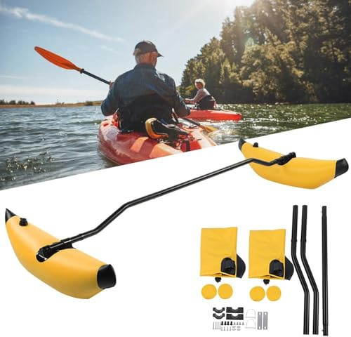 Chrees Stabilizzatore gonfiabile per kayak galleggiante per kayak in PVC Kit stabilizzatore per canoa bilanciamento Accessori per barre stabilizzatrici per barche galleggianti (giallo)