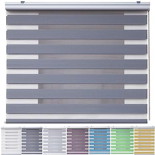 Tür Fenster Rollo Jalousette 35 x 220 cm Sichtschutz Blendschutz Hitzeschutz Sonnenschutz Jalousie mit Verstellbarer Kette für Schlafzimmer, Wohnzimmer, Dunkelgrau