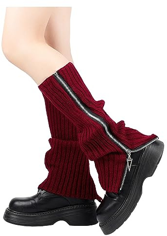 Stulpen Damen Beinwärmer Gestrickt Beinstulpen Reißverschluss Stiefel Socken Bein Wärmer Legwarmer Socken Warme Winter Kurze Bein Wärmer Stricken Beinstulpen Socken Stricken Stulpen für Mädchen