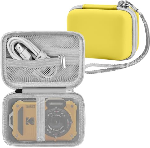 Leayjeen Étui pour Photo Numérique Etanche pour Kodak WPZ2 - Jaune | Compatible YLSHGXFC/FAYIBUY, coque EVA rigide, doublure souple, poche à mailles (Étui Seul)