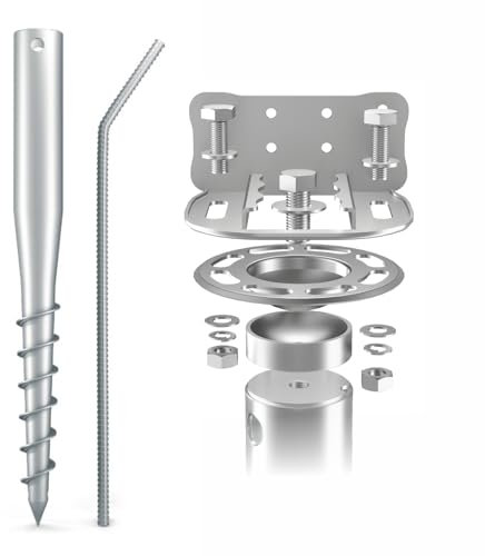 Maxerio NEU 80 cm 3er Base-Set TILT Schraubfundamente inkl. Konsole (feuerverzinkt); Ø 60 x 2; M12