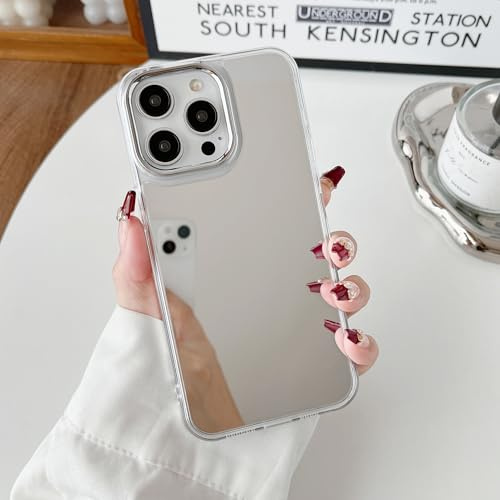 ZTOFERA für iPhone 15 Pro Max Hülle,Süße Handyhülle mit Schminkspiegel,Klar | Mirror Phone Case,Harte Rückseite mit Weichem Stoßfänger, Schlanke Passform, ästhetisches mädchenhaft-chices Design