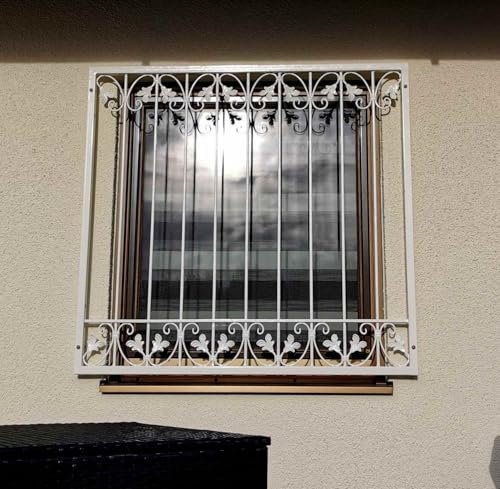 Fenstergitter Metall Schmiedeeisen Einbruchschutz Monaco-Z80 flex Verzinkt nach Maß, Breite Universal Alles:Breite 90 cm