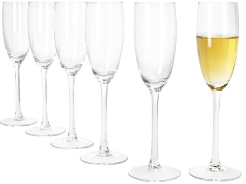 MamboCat Lot de 6 flûtes à champagne Grande Royal - 120 ml - Hauteur : 22 cm - Verre transparent moderne avec pied - Flûte à champagne pour prosecco, champagne, etc. - Verres transparents pour