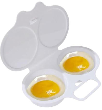 Pocheuse à œufs pour micro-ondes - Couvercles antiadhésifs - Portable - Double tasse - Pour four, petit déjeuner, cuisine, œuf poché à la vapeur