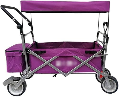 Suuim Einkaufswagen, Aufbewahrungswagen, zusammenklappbarer Gartenwagen, robuster Wagen mit Überdachung, Multifunktions-Einkaufswagen für Outdoor-Handwagen (Farbe: Lig