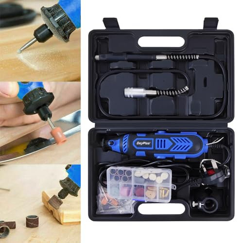 Multifunktionswerkzeug - Gravur Gerät Elektrisch - Mini-Winkelschleifer Set - mit 80 Zubehörteilen - 6-fache Drehzahlverstellung - für Gravieren, Bohren, Trennen, Fräsen, Schleifen