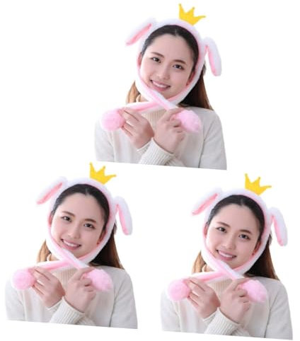 BESTonZON 3St Plüsch Haarband the hallow halloween hair yeyity jokah jep flauschige Tiermütze Plüschtiere Winter Stirnbänder Haargummi Haarband mit Tierohren Hase Stirnband Schal Rosa
