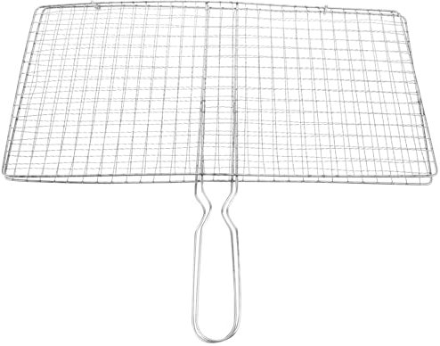 Toddmomy Bbq Fish Grill Basket, Camping Grill Fish Vegetable Grilling Basket Stainless Steel Wire Net with Handle for Shrimp Barbeque Griller Outdoor Cooking Accessories