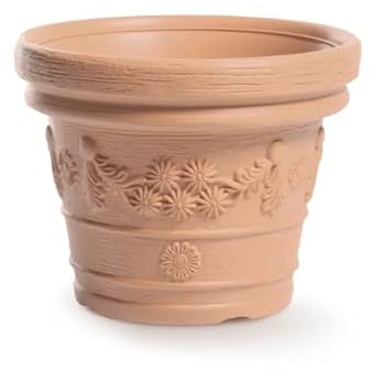 pokm toolsmarket - ∅45cm Blumentopf frostbeständig Übertopf, Rund Pflanzkübel, Blumenkübel aus robustem Kunststoff, UV-beständig, mit dekorativem Muster