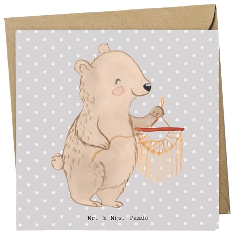Mr. & Mrs. Panda Grußkarte Bär Makramee - Geschenk, doppelkarte, anlasskarte, Klappkarte, Basteln mit, faltkarte, Glückwunschkarte