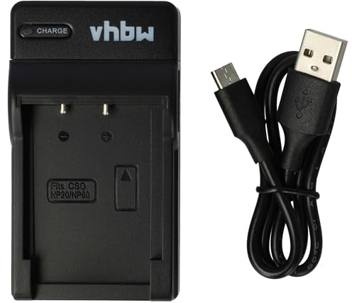 vhbw Cargador USB-C Compatible con Casio Exilim EX-Z8 | EX-Z77, EX-Z770, EX-Z85, EX-Z75, EX-Z80 cámara videocámara/batería + cable USB-C + LED
