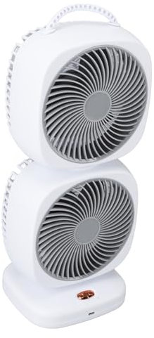 Garsent Ventilador de Torre Silencioso Oscilante, Ventilador de Escritorio Pequeño USB de Doble Capa con Batería para Dormitorio, Inclinación de 350°, 5 Velocidades, Ventilador de Mesa