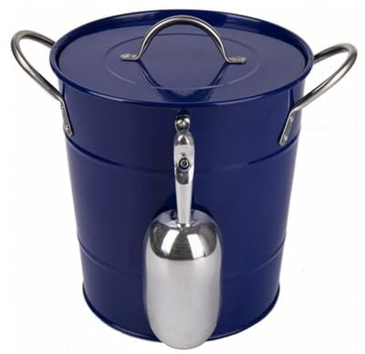 Seau à glace à double paroi isotherme en acier inoxydable avec pelle à glace plaque galvanisée rond baril à glace bar champagne bière seau pour bar fête de famille seau avec couvercle et