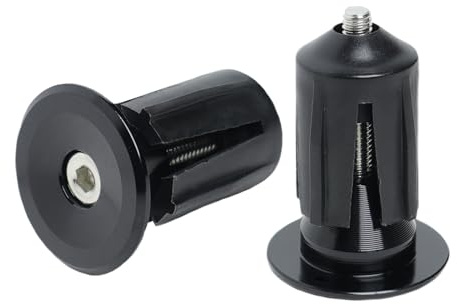 Kasoud Aluminum Bike Handlebar Cap - 1 Pair Bar Ends Plugs, Road & Mountain Bike Compatible (Black)