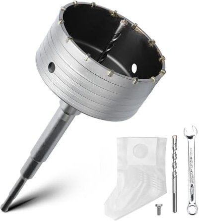 Kit couronne de forage de 125 mm avec adaptateur SDS plus de 220 mm et foret de centrage de 8 x 110 mm, couronne de forage pour maçonnerie et béton