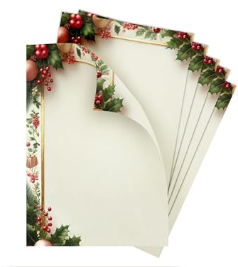 Briefpapier Weihnachten Weihnachtsbriefpapier Weihnachtspapier A4 für Kunden Geschäftspapier für Kundenbriefe (25 Blätter in DIN A4)