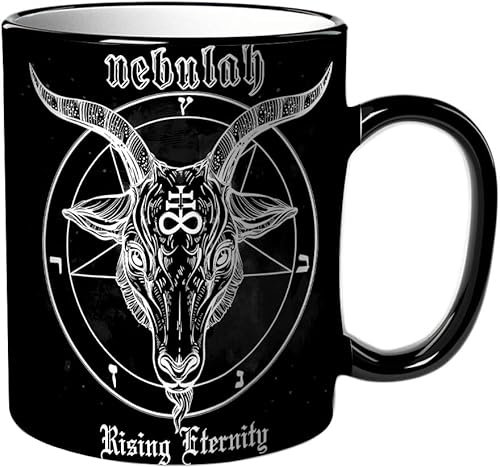 KDWJS Tasse Keramik Kaffeetassen Große 11oz Tassen 330ml Trinkgläser Mit Griff Personalisierte Geschenk Weiß,Baphomet Dämon Ziegenkopf handgezeichneter Druck oder Blackwork Flash Tattoo Art Design. L