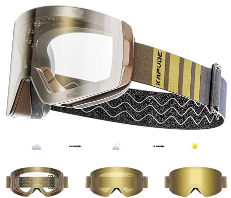 KAPVOE Lunettes de Ski avec Lentilles Photocromatiques, Lentilles Magnétiques, Antibuée, Protection UV400, OTG pour Homme, Femme et Adolescents, Compatible avec Casque, Idéal pour Ski, Snowboard 06