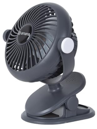 Kiddies Kingdom Amana Deluxe Stroller Fan - 360° Rotation, 3 Speed, Ultra Quiet, Easy Fit, Battery or USB Powered