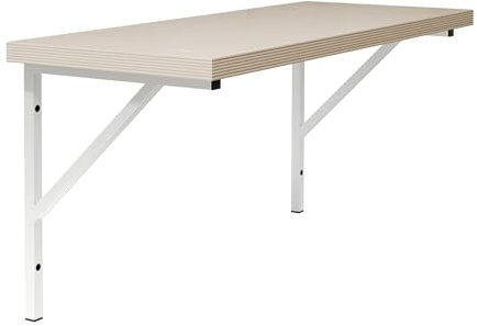 KESSLER PRO Hängende Werkbank, Metall, 120x49 cm, Weiß | wandmontage, platzsparend, Garagen, Werkstätten, Pappelholz, pulverbeschichtet, Montagezubehör