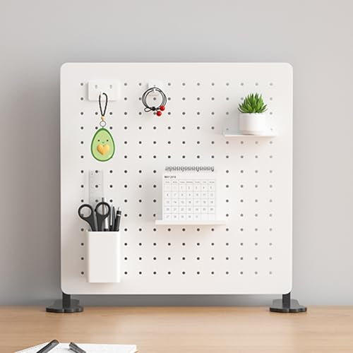 Stehendes Pegboard, Metallregal, Gaming-Pegboard, Pegboard-Ständer, Pegboards und Zubehör für Desktop-Organizer für Bastelraum, Garage, Küche(White,40 * 40cm)