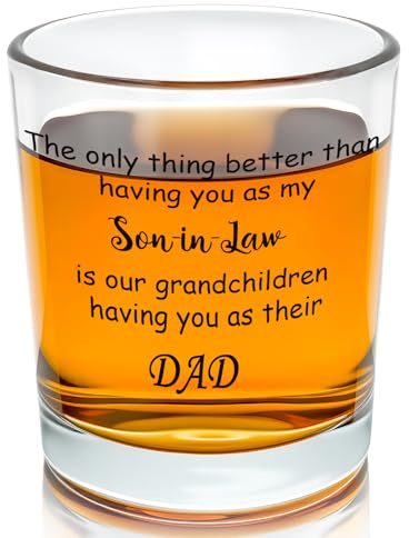 SWONKINA Son-in-law Whiskey Glass 10 Oz, Fathers Day Son in Law Gifts from Mother in-law, Son in Law Gifts for Father’s Day Christmas for New Dad Dad to Be
