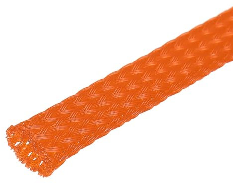 sourcing map Expandable Sleeving, 1/4-inch 100ft Cable Sleeve, Orange