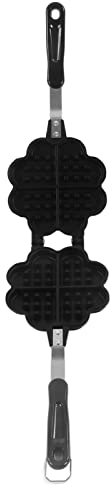 Porta del Waffle a Cuore, Formatore di Fiore in Lega di Alluminio a Forma di Cuore a Forma di Cuore con un Maker Waffle Riscaldante Uniforme per Deliziosi Waffle Fatti in Casa