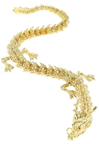 VINTORKY Bewegliche Messing Drachenstatue Chinesischer Feng Shui Drache Dekoration Tischfigur Jahr des Drachen Glücksbringer Handwerk Für Büro Und Zuhause