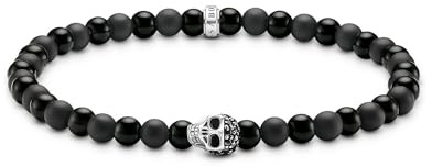 THOMAS SABO Stretch-Armband Obsidian und Tigerauge Beads Armband Gravur