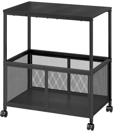Lateral File Cabinets Rolling File Cart, Mobile Hanging File Cabinet with Wheels, Printer Stand File Organizer File Cabinet for Home Office, Black