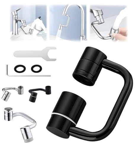 1080° Rotating Faucet Extender, 2026 New Rotatable Tap Extender Adapter for Kitchen & Bathroom Sink - Multifunctional Faucets Aerator Extension, Sink Sprayer Attachment with 2 Model (Black-Copper)