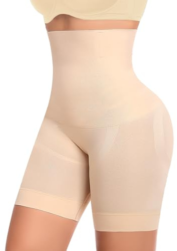 YARRCO Braga Fajas Reductoras Mujer Abdomen Faja Reductora Adelgazante Faja Pantalon Moldeador Braga Postparto Vientre Plano Cintura Alta Invisible Sin Costuras Control de Barriga (Beige,L)