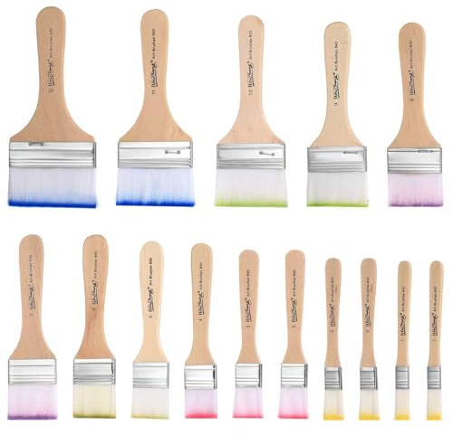 Okeno Select 15 Stk Breit Flachpinsel Set, Aquarell Acryl Flachpinsel Aquarell Breit, Acrylpinsel Set, Malpinsel für Acrylfarben Pinselset, Künstlerpinsel für Acrylmalerei Ölgemälde Gouache(12 Größen)